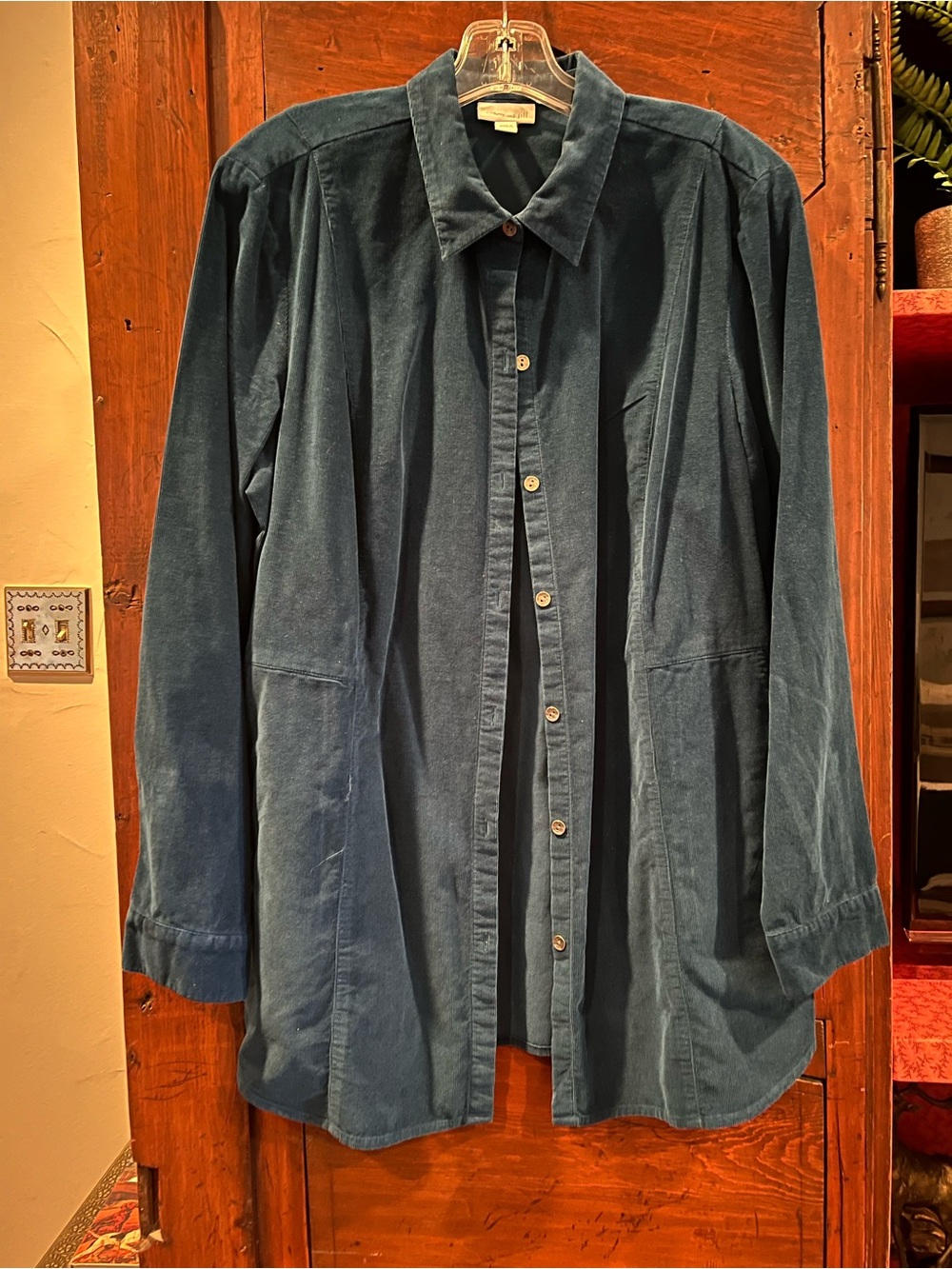 J. Jill Teal Corduroy Button-Front Tunic shirt